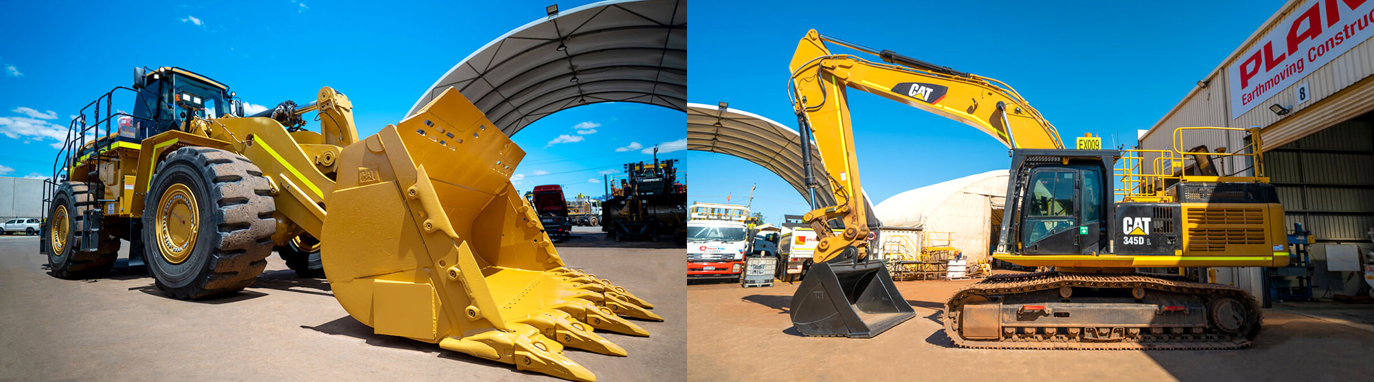 excavator and wheel loader